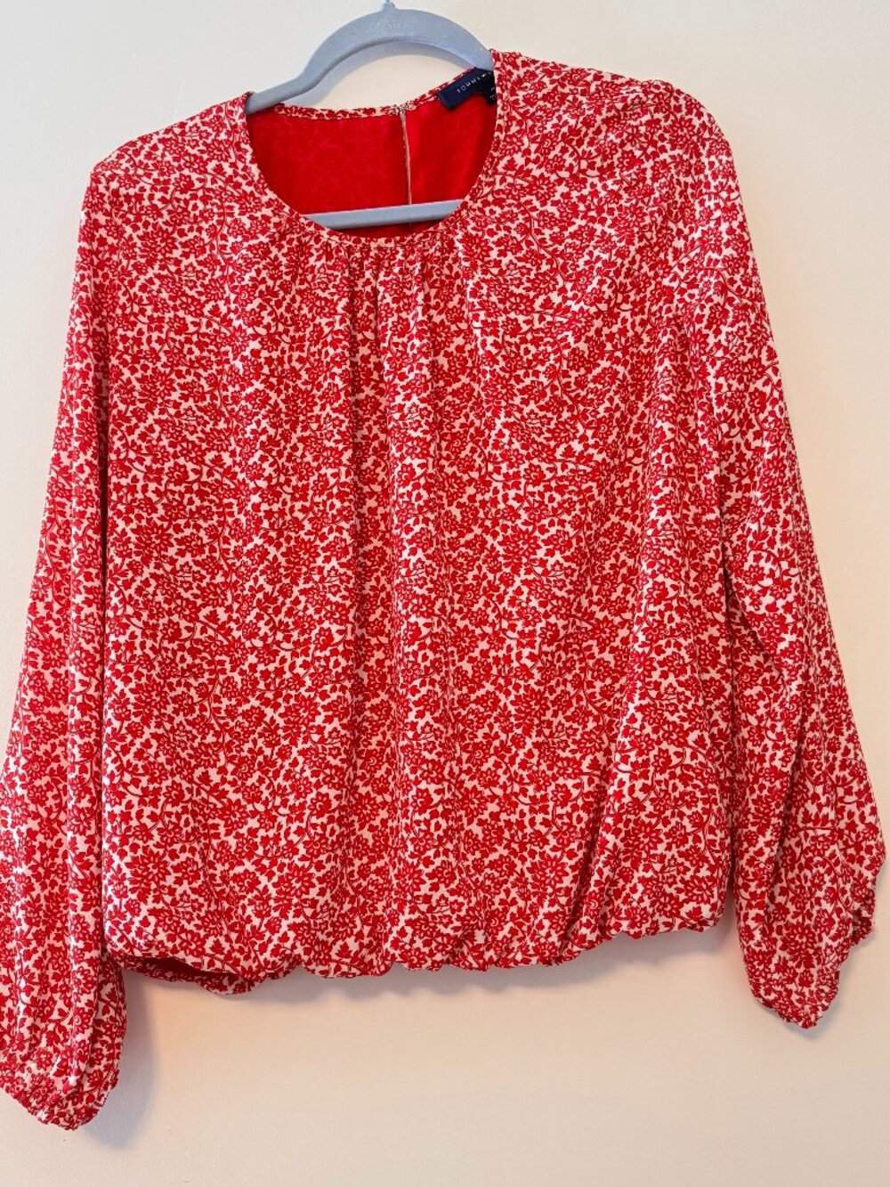 Tommy Hilfiger REd Floral Peasant Blouse Size Medium